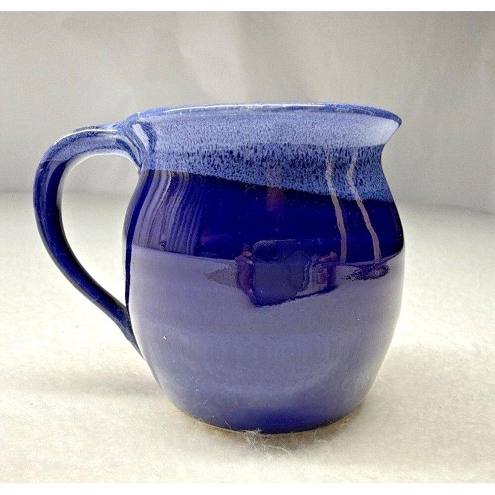John Garrou Black Mountain NC Pottery Blue Mini Pitcher Signed Dated 2007